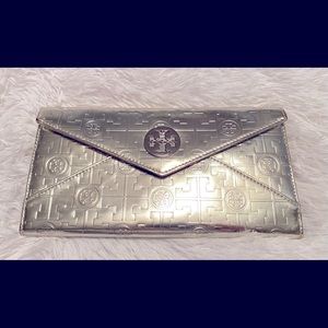 Tory Burch Silver Envelope Clutch - Like New